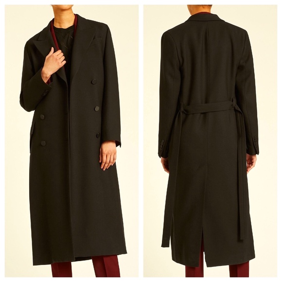 NWT Paul Smith Lightweight Wool Doublebreasted Maxi Coat Black Women's Size 8 - Picture 1 of 15